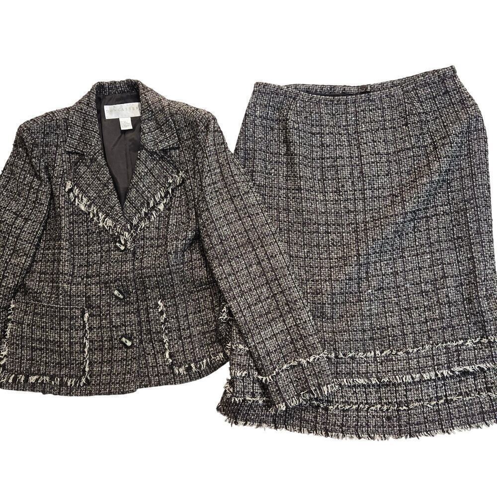 Doncaster Silk Blend Tweed 2 pc Skirt Set Sz 16 Corpcore Boardroom Chic